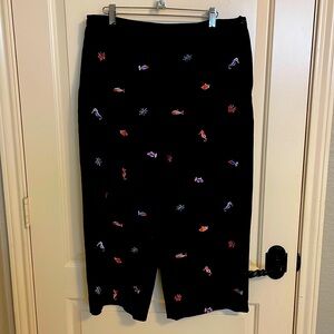 Coldwater Creek Tropical Fish Wide Leg Crop Pants - Size 16